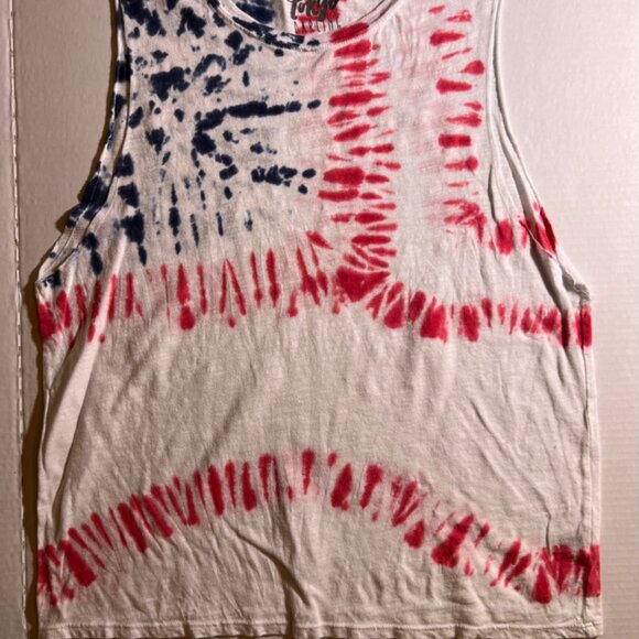 Tokyo Darling Women‎ Large Red White Blue Tie Dye American Flag Tank Top (K) - Picture 1 of 6